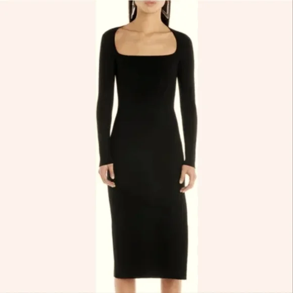 NEW Mugler‎ Black Long Sleeve Corset Sheath Midi Dress S - Picture 2 of 8